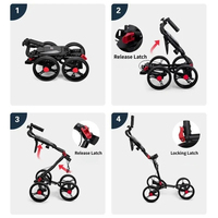 Carrito de Golf Plegable PGM de 4 Ruedas con Freno Manual, Soporte para Sombrilla y Porta Botella de Agua, Carrito Manual Ligero