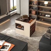 Système de garde-robe de plain-pied de luxe vestiaire moderne personnalisé avec îlot modulaire vitrine à bijoux en bois pour chambre à coucher de villa