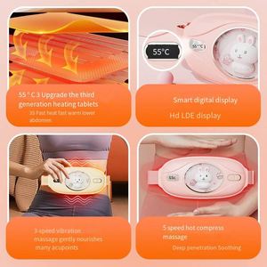 Almohadillas portátiles de 3600 mAh para aliviar el dolor de espalda y cintura, cinturón de masaje con calor inalámbrico para cólicos menstruales. - Product Image 2