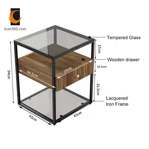 Wohn möbel Seite 3 In 1 Tisch Konsolen tisch mit Schublade Holz gehärtetes Glas und Metall bein Couch tisch