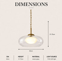 Lampe suspendue en verre de luxe à tête unique avec support en chaîne de laiton pour table à manger, chambre, villa, éclairage intérieur