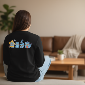 Camiseta de manga larga Whimsical Tiger Duo para adultos, unisex, cuello redondo, arte animal, impresión digital, ropa informal - Product Image 3