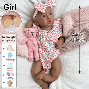 Poupée <span class=keywords><strong>Reborn</strong></span> Jumeaux en Silicone Entière, Garçons et Filles Réalistes, Douce, 18 Pouces (44 cm), Cadeau pour Enfants - Product Image 6