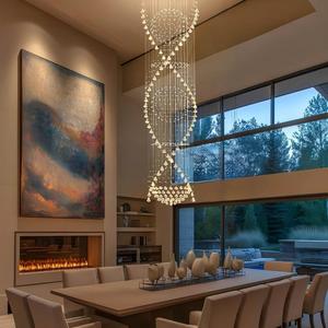 Décoration intérieure de luxe moderne GU10 LED Ampoule Loft Appartement <span class=keywords><strong>Lustre</strong></span> en cristal Long <span class=keywords><strong>Lustre</strong></span> pour haut plafond Hôtel Maison Escalier - Product Image 2