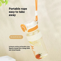 Bouteille d'eau sport portable classique en plastique PC avec paille, couvercle à ouverture rapide, anti-fuite, réutilisable, pour adultes, camping