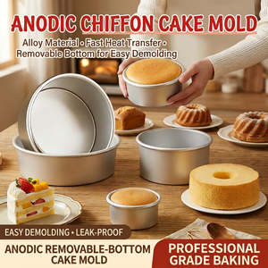 Ensemble de moules à pâtisserie en aluminium anodisé, fond amovible, moule à gâteau antiadhésif, absorption rapide de la chaleur, conception anti-fuite, cuisine commerciale - Product Image 1