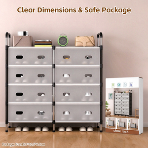Armadio Portascarpe Modulare a 8 Cubi, Grande Capacità, Antipolvere, con Struttura in Metallo a Doppia Fila, Organizzatore per Calzature per Ingresso di Casa - Product Image 6