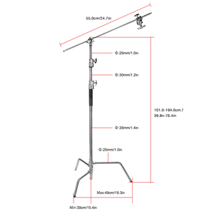 Soporte de luz para fotografía WF AA610 C-stand de alta resistencia con cabezal de agarre y brazo articulado, capacidad de carga de 20 kg - Product Image 2