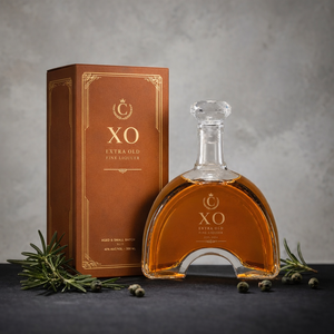 Bouteille en <span class=keywords><strong>verre</strong></span> arquée personnalisée de luxe de 700 ml avec bouchon en liège estampé à chaud pour whisky, vodka, <span class=keywords><strong>vin</strong></span>, tequila - Product Image 4