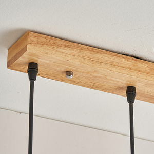 Lámpara Colgante <span class=keywords><strong>de</strong></span> Madera Maciza <span class=keywords><strong>de</strong></span> Estilo Japonés con 3 Luces, Lámpara <span class=keywords><strong>de</strong></span> Araña Rectangular <span class=keywords><strong>de</strong></span> Madera para Cocina, Comedor, E27 - Product Image 5