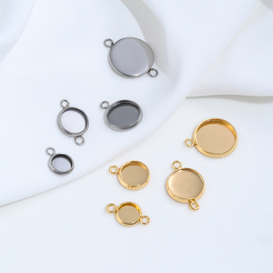 Base de sertissage ronde en acier inoxydable plaqué or 14K <span class=keywords><strong>pour</strong></span> cabochons, connecteur de bracelet et pendentif, <span class=keywords><strong>pour</strong></span> diamètres intérieurs de 6 à 12 mm - Product Image 2
