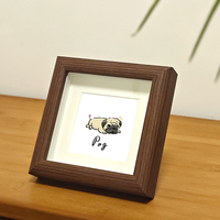 4x4 Cadres Photo Bois Naturel Acrylique Plexiglas Cadre Creux Mini Boîte D'ombre Affichage De Table Montage Mural Carré