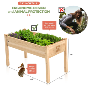 กระถางปลูกต้นไม้ทรงสี่เหลี่ยมผืนผ้ากลางแจ้ง ทำจากไม้ซีดาร์ สไตล์บ้านไร่ ยกพื้น พร้อมขาตั้งแบบเป็นมิตรกับสิ่งแวดล้อม สำหรับปลูกดอกไม้และผัก - Product Image 6