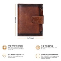 Dompet Kulit Ramping Vintage Pria, Dompet Gaya Vintage dengan Saku Koin