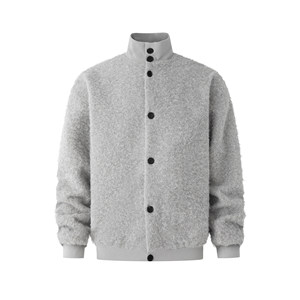 Custom Faux Fur & Mohair Collared Jacket Men Oversized Button up <b>Fluffy</b> Fuzzy Knit Winter Streetwear Cropped Coat - Product Image 4