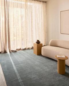 Tapis en laine tufté main bleu sauge personnalisé, peluche douce, poils coupés 15 mm, tapis moderne fait main, tapis de sol durable, couleur unie - Product Image 4