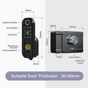 Serrure intelligente étanche pour l'extérieur <span class=keywords><strong>5</strong></span> en 1WIFI Serrure de porte à code numérique modifiable Serrure à empreinte digitale Polymatch pour l'appartement, la sécurité de la maison - Product Image 2