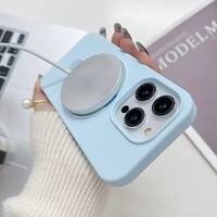 Coque de téléphone en silicone souple tendance avec support magnétique, protection antichoc pour iPhone 16 15 14 13 Pro Max
