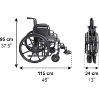 Silla de Ruedas Reforzada (225 kg), Ancha, Bariátrica, Plegable, con Doble Barra Transversal, Estructura de Acero, Garantía de 3 Años, PEPE Mobility P10038, Giratoria