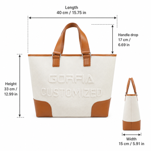 Canvas Tote Bag Women Leather Trim Large Capacity Work Travel Shoulder Handbag Customizable Daily Use OEM ODM Wholesale Factory - Product Image 6