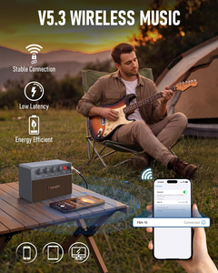 Système de <span class=keywords><strong>guitare</strong></span> <span class=keywords><strong>sans</strong></span> <span class=keywords><strong>fil</strong></span> FW2D 2,4 GHz avec prise silencieuse exclusive, amplificateur de guitares électriques FBA-10 10W Drive/Clean Tone - Product Image 6