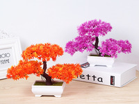 Tanaman Simulasi Pinus Pot Plastik Bunga Palsu Dekorasi Meja Ruang Tamu Mini Bonsai Hijau Ornamen