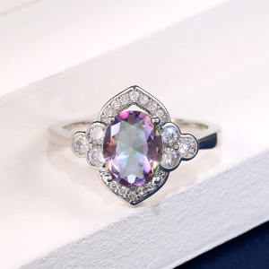 Anillo de Circonia Cúbica de Cuatro Puntas para Mujer, Anillo de Compromiso, Joyería de Moda - Product Image 5