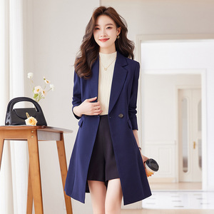 Women's Trench Coat Mid Length Slim Fit Solid Color Polyester Woven Comfortable Autumn Style - Product Image 4