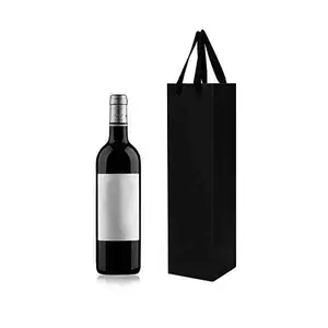 卸売カスタムロゴ印刷格安リサイクルショッピングワインボトル紙バッグツイストハンドルクラフトバッグ
