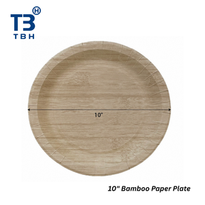 Plato Redondo Grande de Papel de Bambú Premium de 10 Pulgadas, Bandeja de Comida Sostenible para Hoteles, Catering, Banquetes, Bufés, Compatible con OEM y ODM - Product Image 1