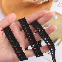 Grosir Aksesori Trim renda bordir benang katun hitam untuk gaun wanita grosir Aksesori renda rok