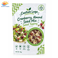 Aangepaste Bedrukte Salade Topping Verpakking Ziplock Plastic Stand-Up Zakje Voor Veenbessen En Amandelen Zaden Mix Salade Topper