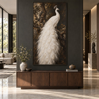 Peinture à l'huile sur toile texturée plume d'or blanc, art mural minimaliste moderne pour salon, chambre, hôtel, bureau