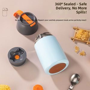 Thermos isotherme en acier inoxydable 304 pour enfants, boîte à lunch portable, anti-fuite, avec cuillère, pour le camping et les voyages - Product Image 3