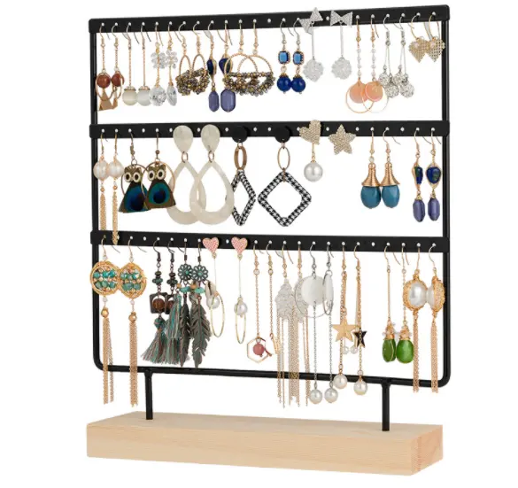 Three-layer iron earrings simple style display rack hanger jewelry rack