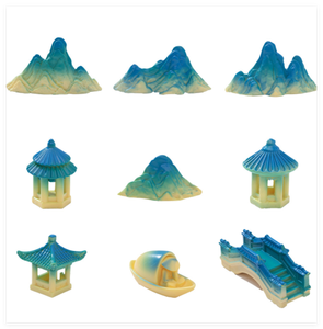 ชุดบ้านเด็กสไตล์จีนสะพานเทียมเรือหินหินสำหรับบ่อน้ำหินบนภูเขาทางเดินทางเดินภูเขา - Product Image 4