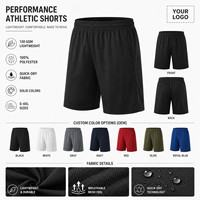 Shorts de sport en polyester pour hommes avec logo personnalisé, OEM, séchage rapide, pour la gym, la course à pied, la course, taille élastique, fabricant de shorts d'entraînement