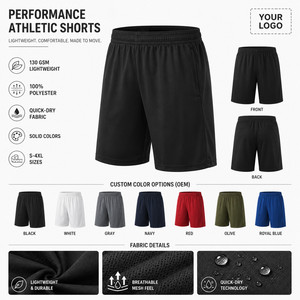 Pantaloncini Sportivi da Uomo in Poliestere con Logo Personalizzato, Asciugatura Rapida, per <span class=keywords><strong>Palestra</strong></span> e Corsa, con Elastico in Vita, Produttore OEM - Product Image 3