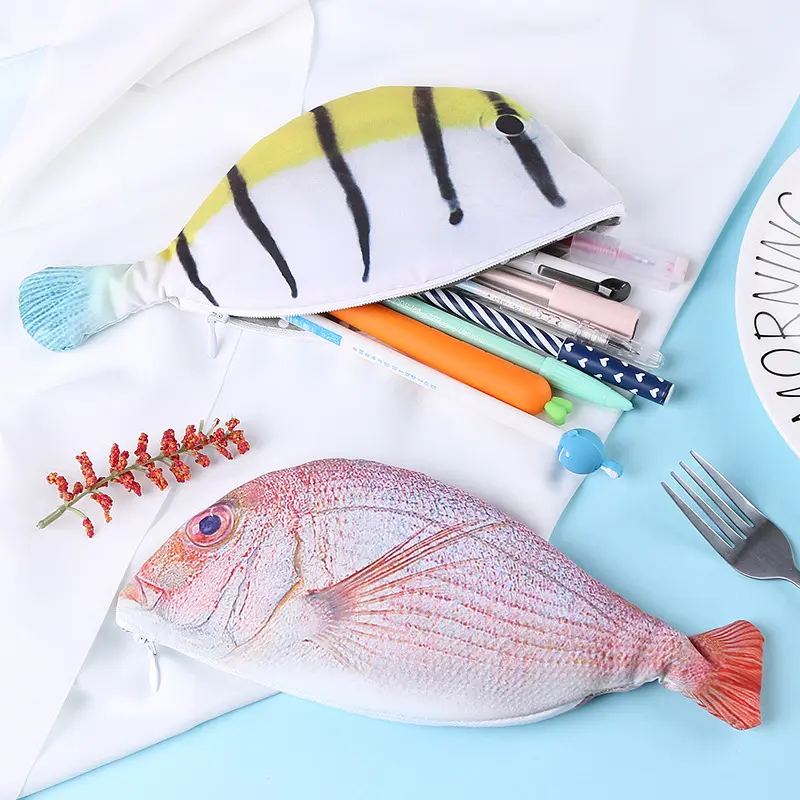 도매 창의적 시뮬레이션 물고기 연필 가방 맞춤형 학교 대용량 필통 가방