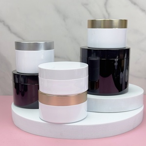 Wholesale 100ml 150ml 200ml 250ml Thick Wall White Plastic Jar and Gold Lids Luxury Clear Plastic Jars for Cosmetic Cream - Product Image 3
