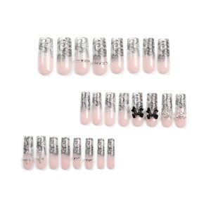 Venta al por mayor mariposa pintada a mano diamante Prensa en <span class=keywords><strong>uñas</strong></span> puntas cuadrado diseñado Prensa en <span class=keywords><strong>uñas</strong></span> caja de embalaje - Product Image 2