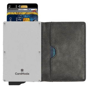 Monedero Corto de Nailon con Bloqueo RFID, Delgado, Minimalista, de Cuero PU, Unisex, con Bolsillo para Monedas, Estuche Metálico Abierto Antirrobo para Tarjetas de Crédito y Bancarias - Product Image 1