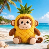 Luxe pluche ananas aap figuur, tropisch fruit knuffel sleutelhanger voor kinder verjaardagscadeau & strandthema kamerdecoratie