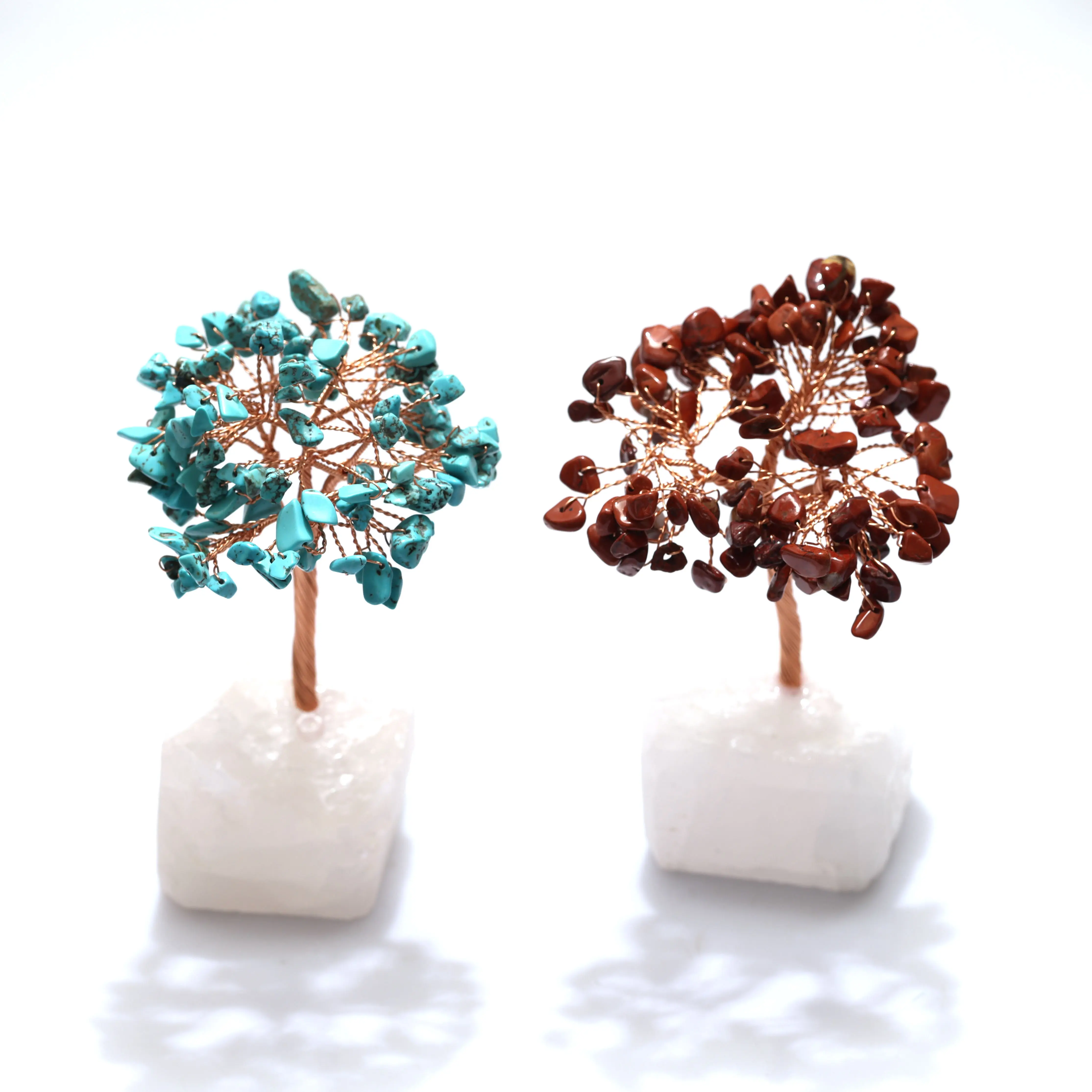 Handmade Natural Crystal Lucky Tree Quartz Gemstone Chip Tree Home Decorative Fluorite Crystal Money Tree Of Life