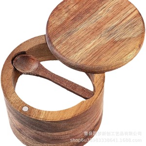 Cross-border wooden seasoning box, solid wood salt <b>shaker</b>, solid wood pepper powder box, kitchen seasoning <b>bottle</b>, salt box, - Product Image 5