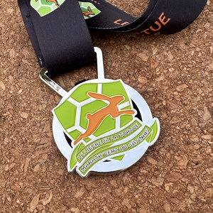 Aimants de réfrigérateur personnalisés <span class=keywords><strong>Le</strong></span> Lièvre et la Tortue, Médaille de marathon en émail souple avec cordon, Médailles de finisseur de course sportive pour événements - Product Image 2