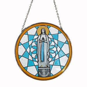 Ornement suspendu décoratif de Noël transfrontalier, figurine de sainte en verre peint, plaque gravée pour usage intérieur et extérieur - Product Image 6