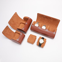 Boîte à montres de luxe de haute qualité à 2 emplacements, en cuir noir et marron avec doublure en daim, étui de rangement pour montres, sac de transport, emballage – Vente chaude