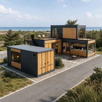 Maison modulaire de style luxueux avec murs en verre, terrasse extérieure et aménagement flexible
