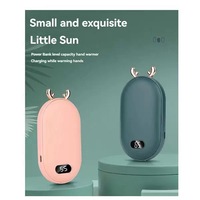 Chauffe-mains portable d'hiver, batterie externe 2 en 1, chauffe-mains de poche rechargeable, double température, design en forme de corne de cerf, cadeau pour femme